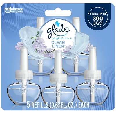 Glade Plugins Scented Oil Air Freshener Clean Linen Refill (0.67 fl oz, 5 ct)