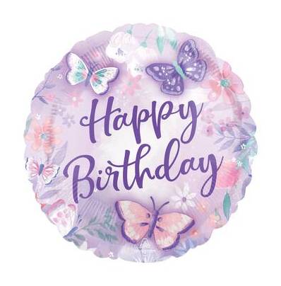 Inflated Flutter Butterfly Happy Birthday Foil Balloon, Multi