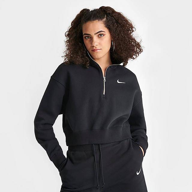 Nike Sportswear Phoenix Fleece Oversized Half-Zip Crop Sweatshirt, Female, Large, Black