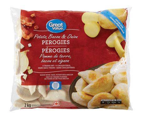 Great value pérogies aux pommes de terre, au bacon and aux oignons great value (2 kg) - potato bacon & onion perogies (2 kg)