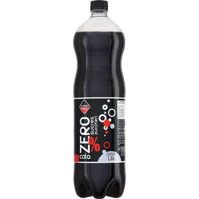 Leader Price - Boisson soda au cola zéro sucres (1,5L)