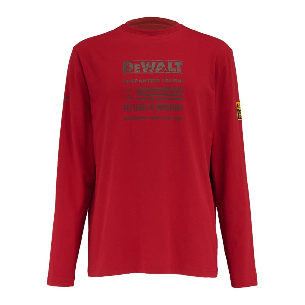 DEWALT Men's Long Sleeve T-shirt (Large) | DXWW50069-RED-L