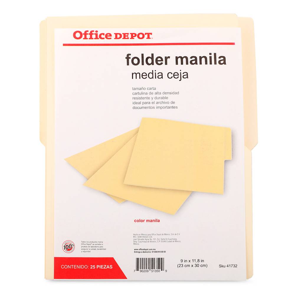 Office depot folder manila tamaño carta (paquete 25 piezas)