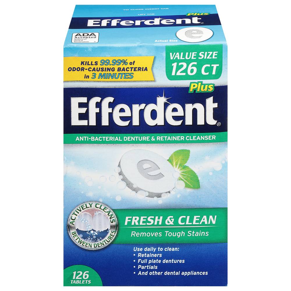 Efferdent Anti-Bacterial Fresh & Clean Denture Cleanser (126 ct)