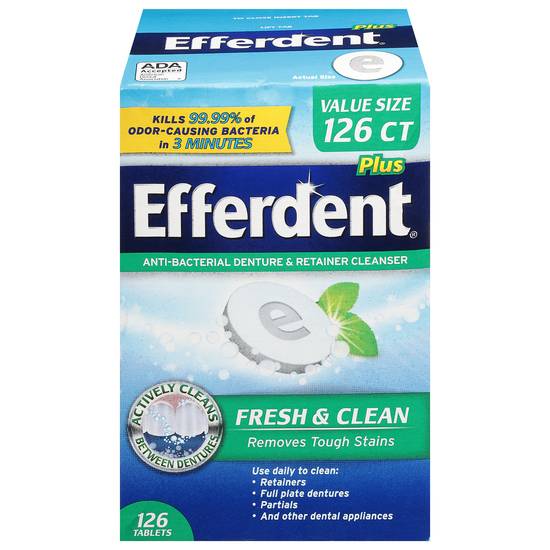 Efferdent Anti-Bacterial Fresh & Clean Denture Cleanser (126 ct)
