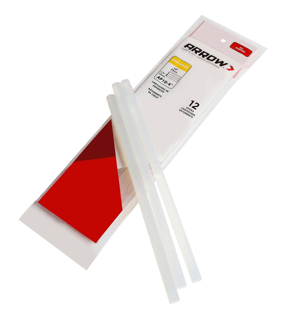 Arrow All-Purpose Glue Sticks, 10 In. X 1/2 In., Clear (4 oz, 12 ct)