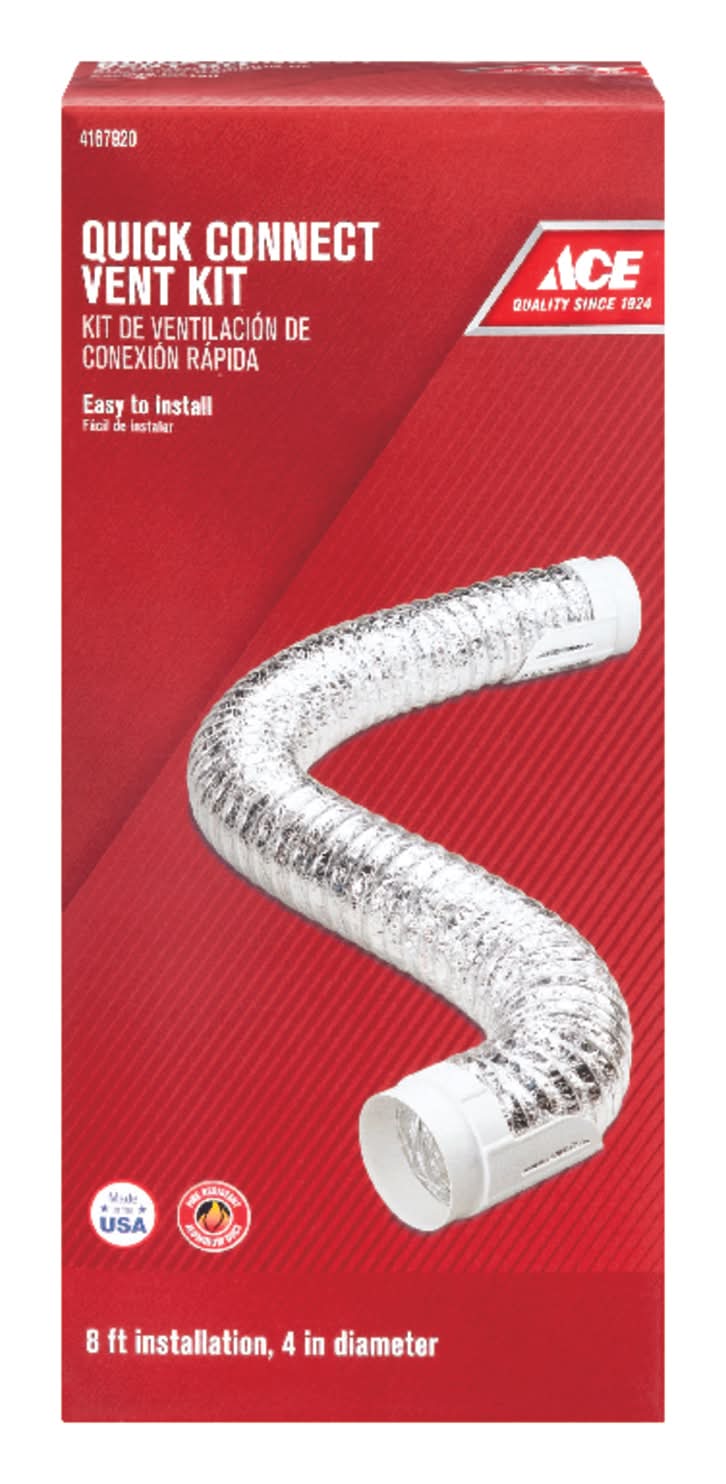 ACE 96 In. L X 4 In. D Silver/White Aluminum Dryer Vent Kit