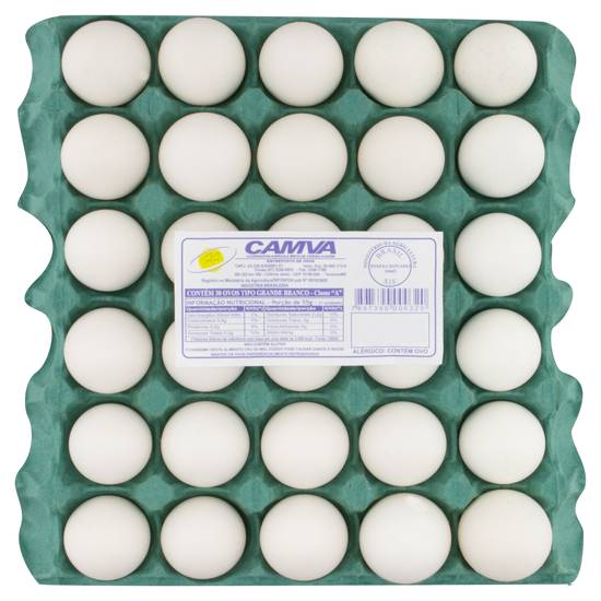 Camva ovos brancos grandes (30 unidades)