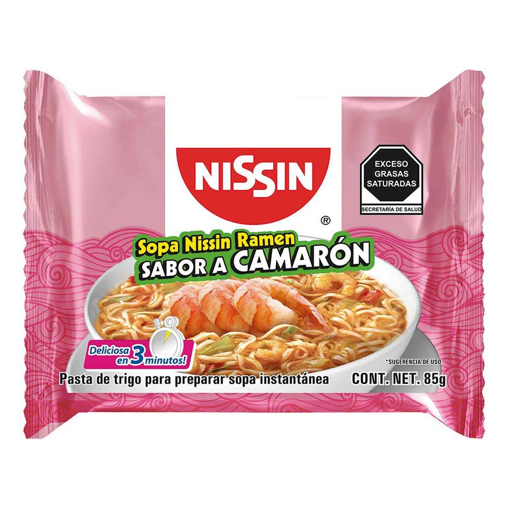 Nissin · Sopa instantánea tipo ramen camarón (85 g)
