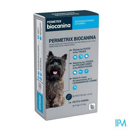 Biocanina Permetrix Petit Chien Boite De 3 Pipettes Antiparasitaire - Vétérinaire