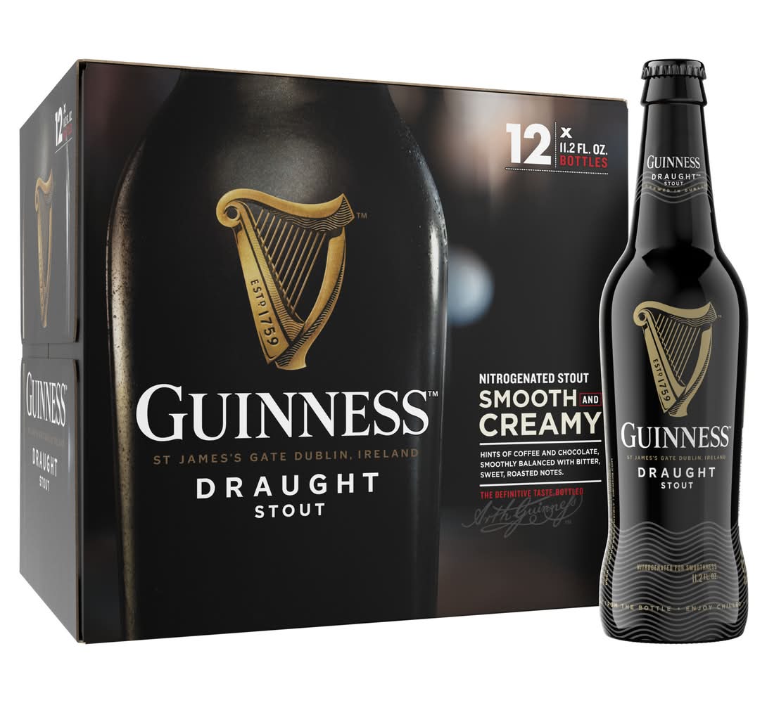 Guinness Smooth & Creamy Draught Stout Beer (12 x 11.2 fl oz)