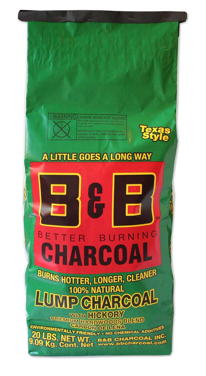 B&B Charcoal All Natural Hickory Lump Charcoal 20 Lb