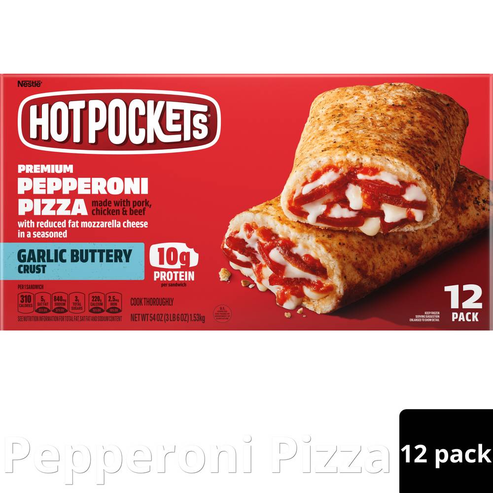 Hot Pockets Pepperoni Pizza Garlic Buttery Crust Sandwiches (12 ct)