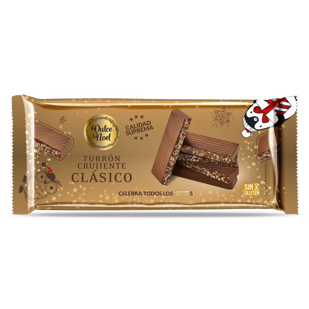 Turrón Crujiente De Chocolate Con Leche Dulce Noel Dia Bolsa 140 G