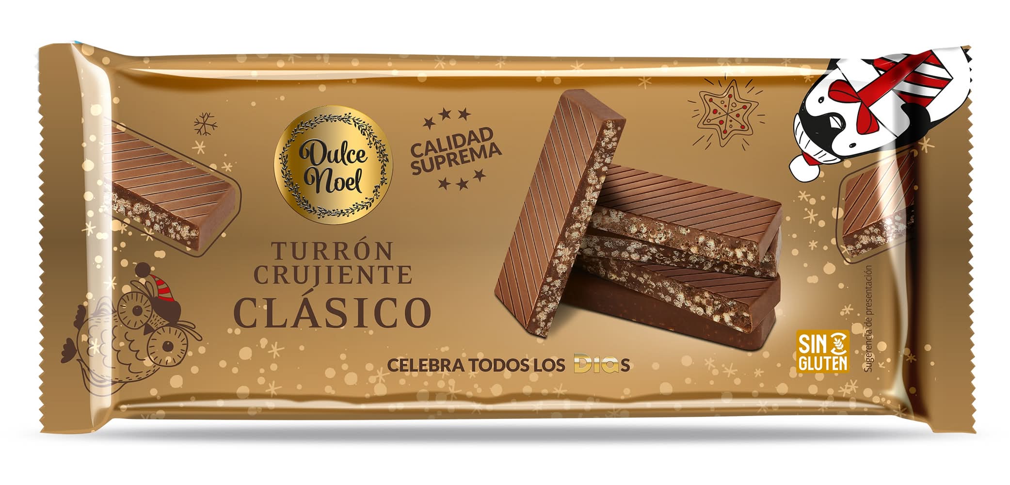 Turrón Crujiente De Chocolate Con Leche Dulce Noel Dia Bolsa 140 G