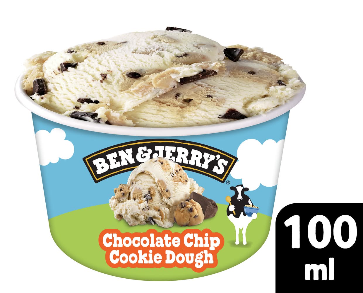 Ben & Jerry's Vanilla Ice Cream, Chocolate Chip Cookie Dough (100mL)