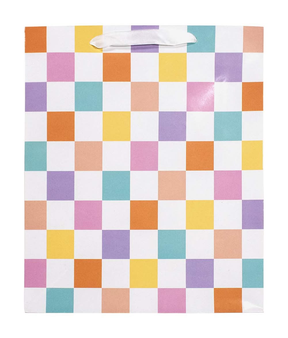Checkered Print Gift Bag Large