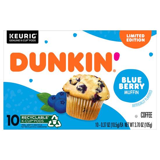 Dunkin’ Keurig K-Cup Pods Blueberry Muffin Ground Coffee (10 ct, 3.7 oz)