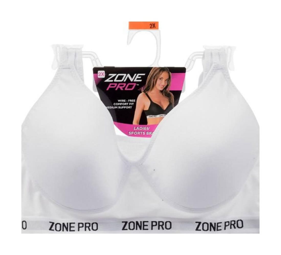Zone Pro Sports Bra, 2X, White