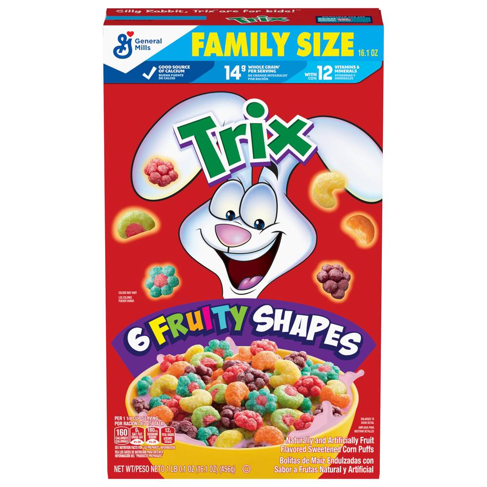 Trix General Mills Fruity Whole Grain Cereal 6 Fruity Shapes