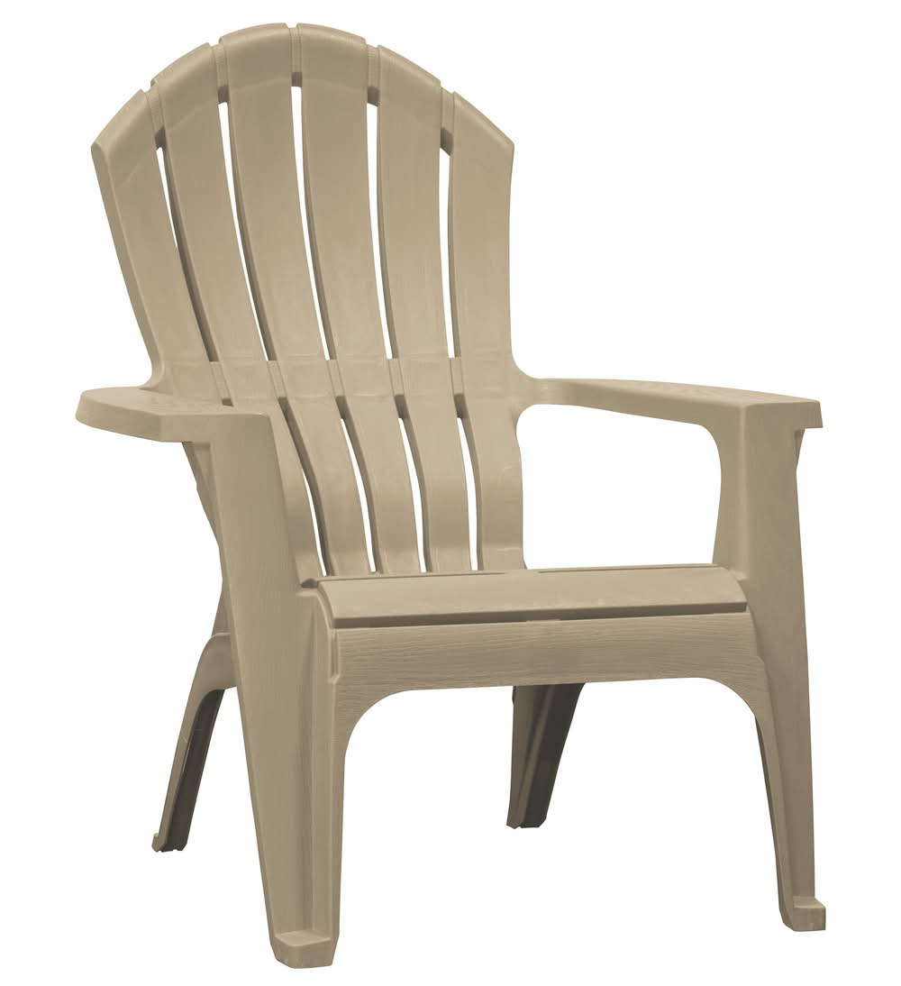 Adams PATIO Stackable Taupe Resin Frame Stationary Adirondack Chair with Slat Seat