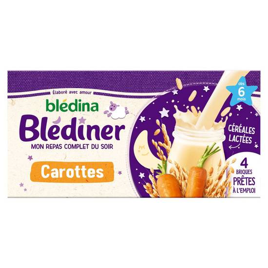 Brique bébé céréales lactées carottes dès 6 mois Bledina 4x250ml