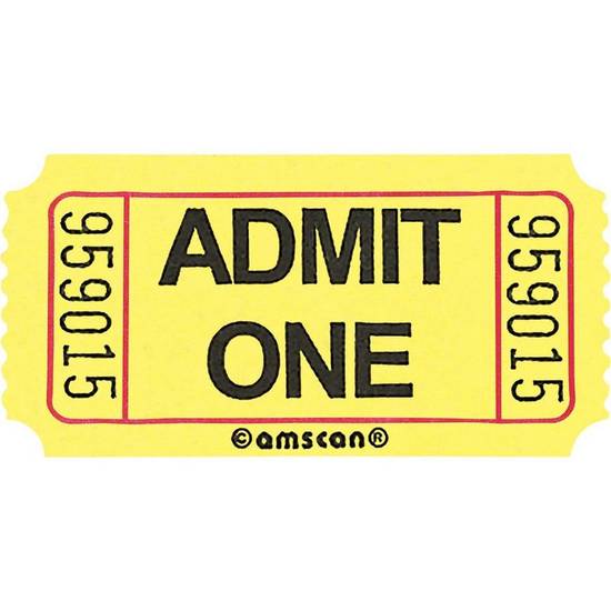 Yellow Admit One Single Roll Tickets, 1000ct