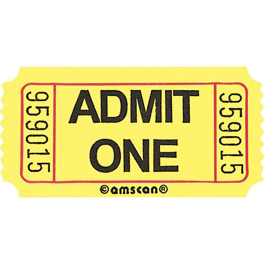 Yellow Admit One Single Roll Tickets, 1000ct