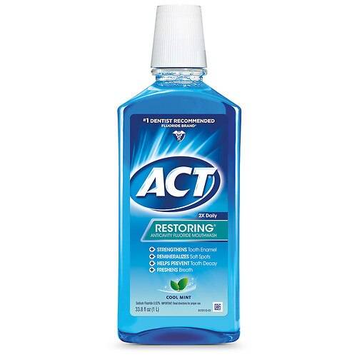 ACT Restoring Anticavity Mouthwash Cool Mint - 33.8 fl oz