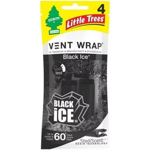 Little Trees Vent Wrap Black Ice 4pk