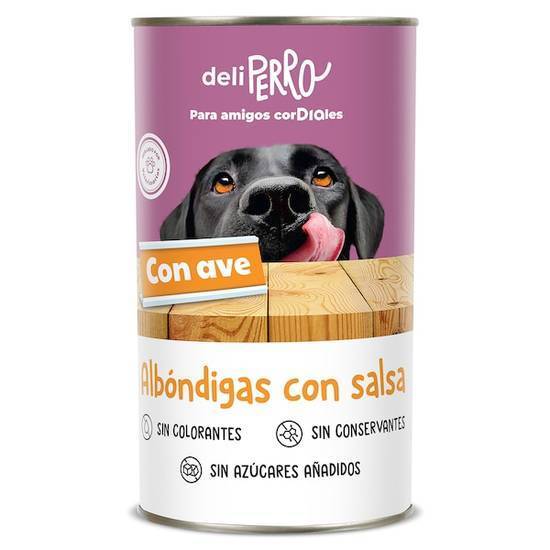 Alimento para Perros Albóndigas con Salsa de Ave deliperro Lata 1.2 Kg