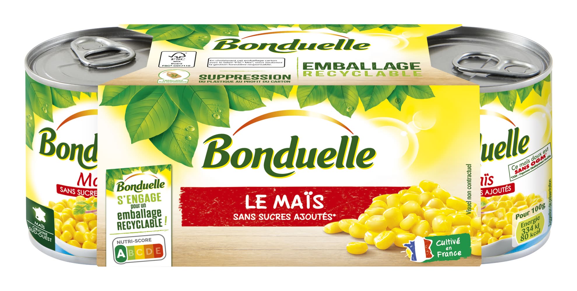 Bonduelle - Maïs doux en grains sans sucres ajoutés (3 x 140g)