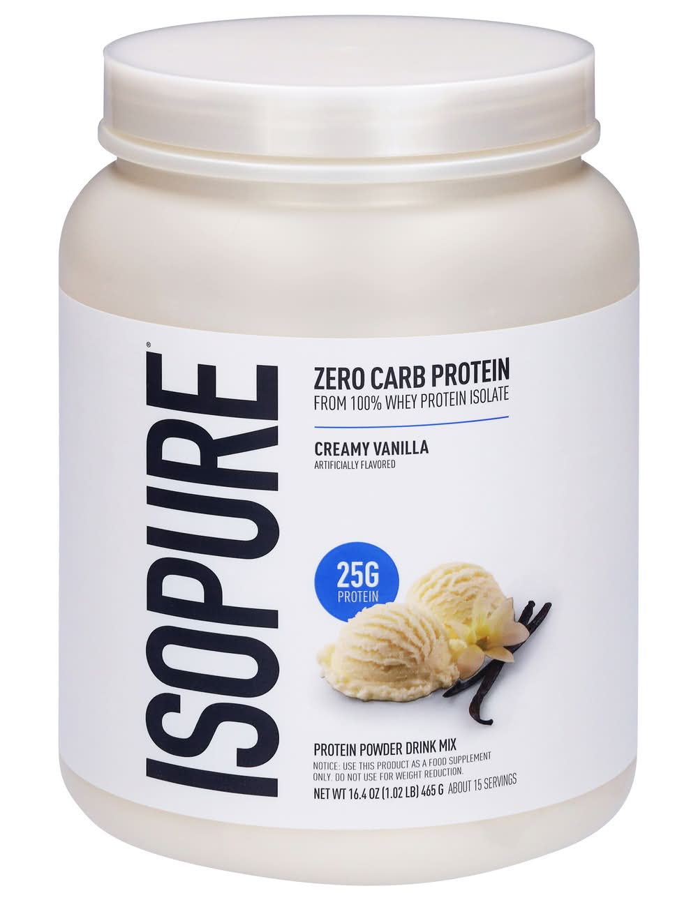 Isopure Zero Carb 100% Whey Isolate Protein Powder, Creamy Vanilla (16.4 oz)