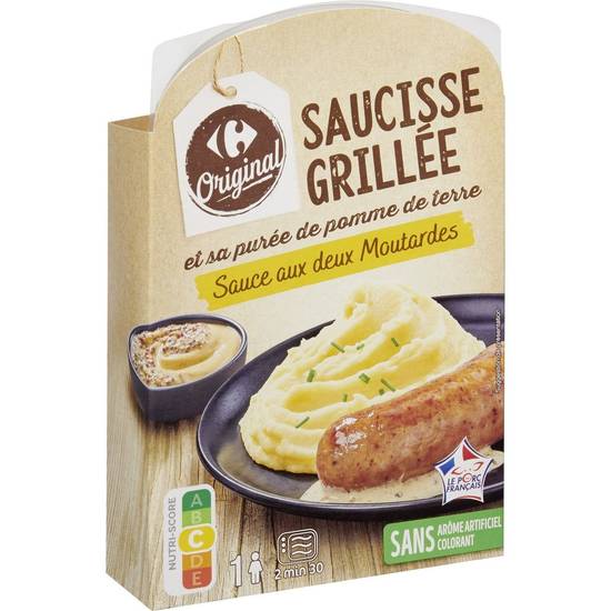 Carrefour Original - Saucisse grillée et sa purée de pomme de terre sauce aux deux moutardes