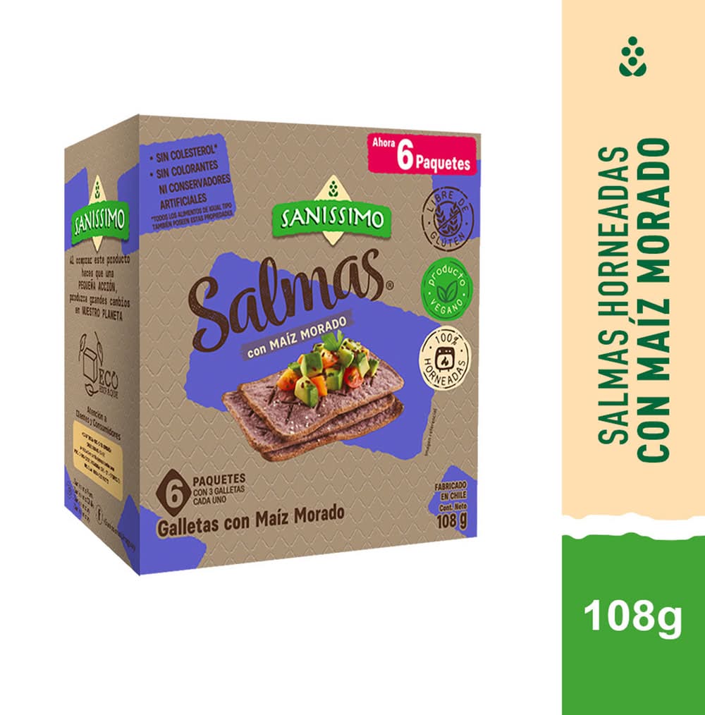 Saníssimo · Salmas galletas de maíz horneadas - Chía-Linaza (108 g)