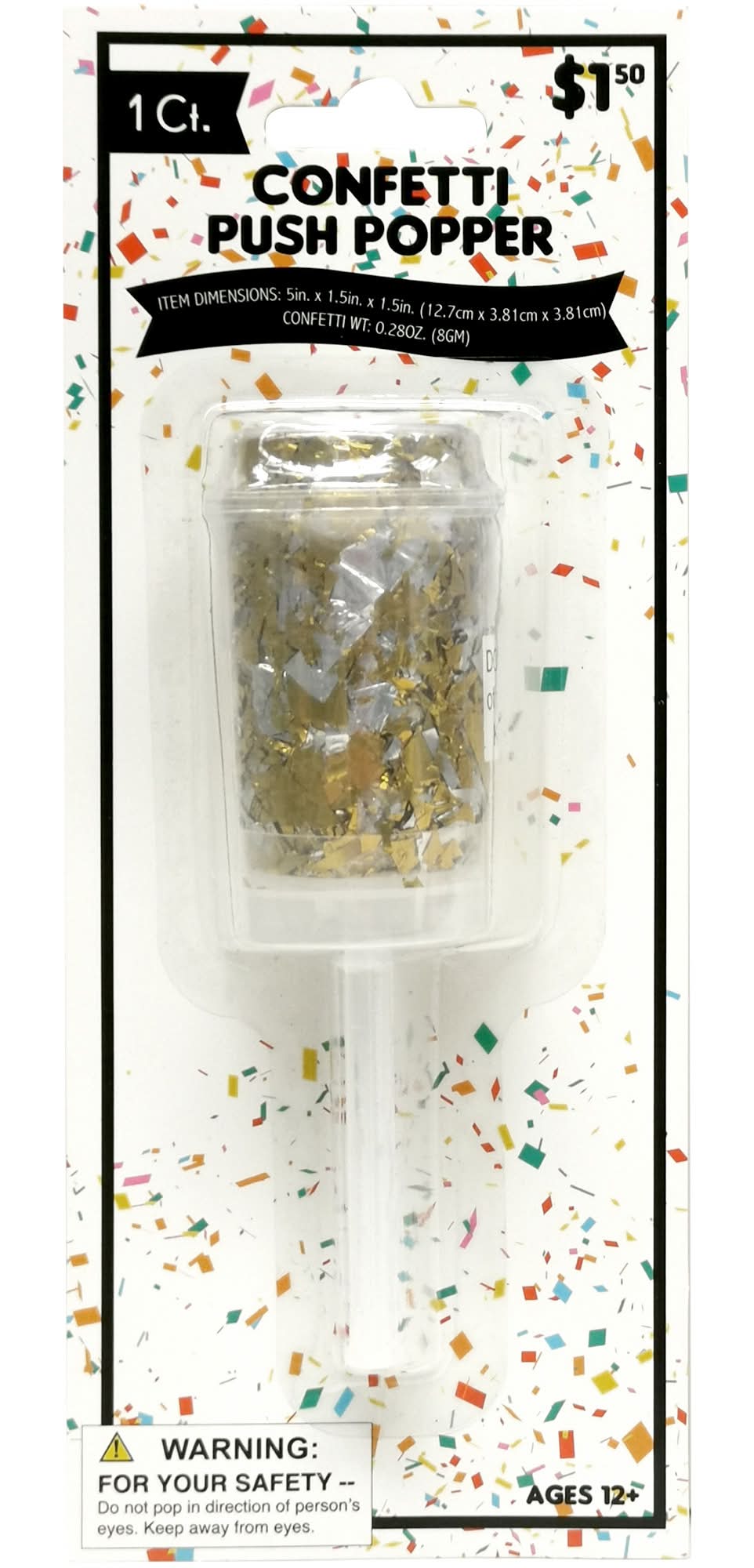 Confetti Push Popper Silver