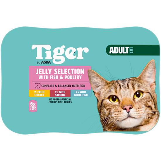 Asda Tiger Variety Selection in Jelly 1+ Years 6 x 400g (2.4kg)