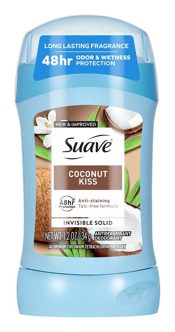 Suave Invisible Solid Antiperspirant Deodorant, Coconut Kiss, Women (1.2 fl oz)