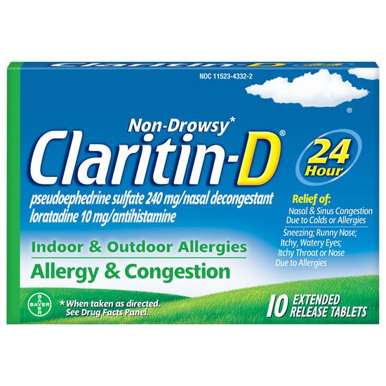 Claritin-D Allergy & Congestion Non Drowsy Extended Release (10 ct)