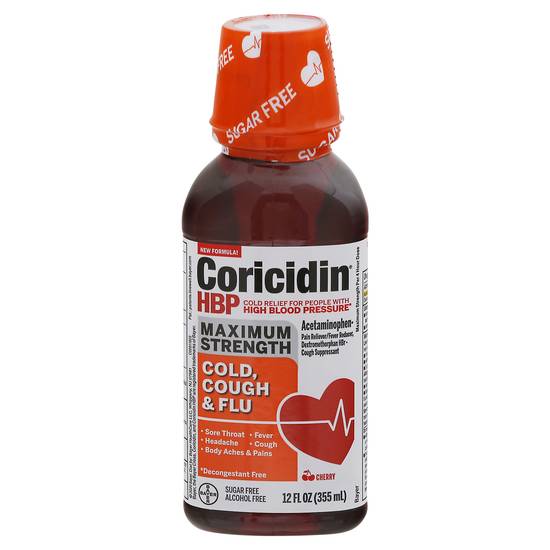 Coricidin Hbp Maximum Strength Cherry Cold, Cough & Flu