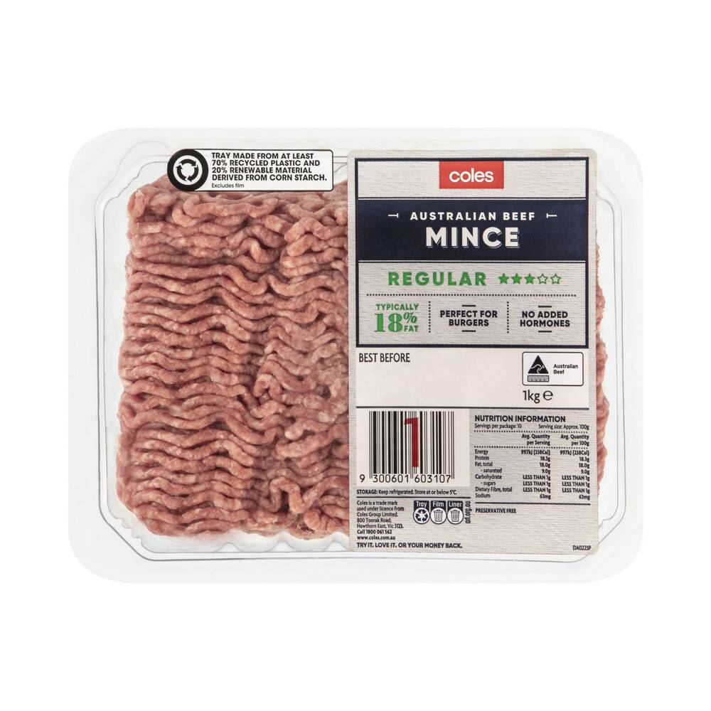 Coles Beef 3 Star Regular Mince (500g)