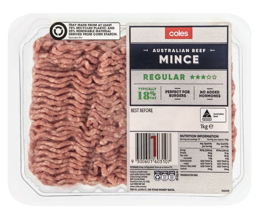 Coles Beef 3 Star Regular Mince (500g)