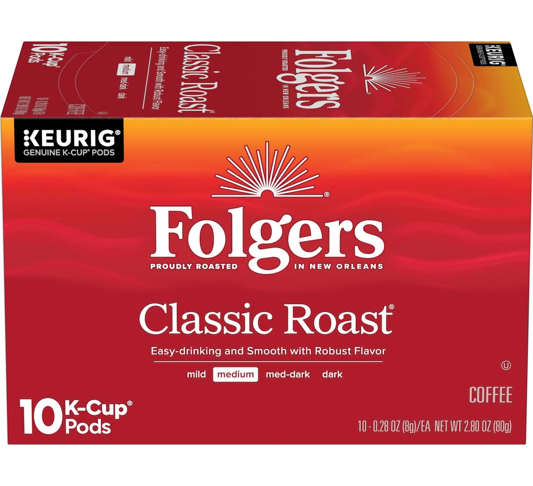Folgers Classic & Medium Roast K-Cup Coffee Pods (2.8 oz, 10 ct)