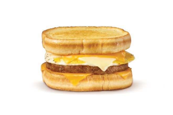 Grilled Cheese Breakfast Sandwich with Sausage