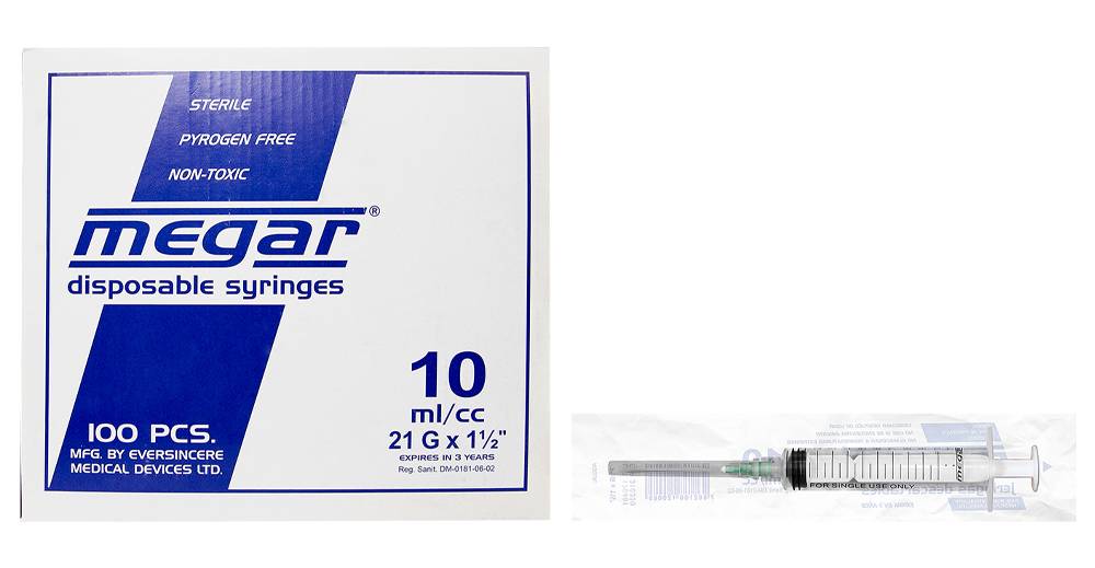 MEGAR JERINGA 10ML 21G 1-1/2PULG *100