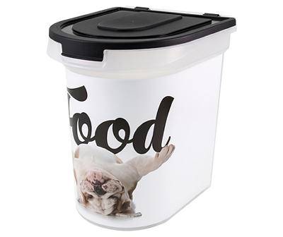 Paw Prints 26 Lb Plastic Rolling Pet Food Bin, White - Black