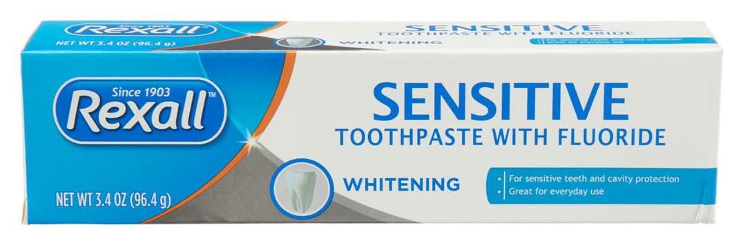 Rexall Sensitive Toothpaste With Fluoride Whitening 3.4 Oz