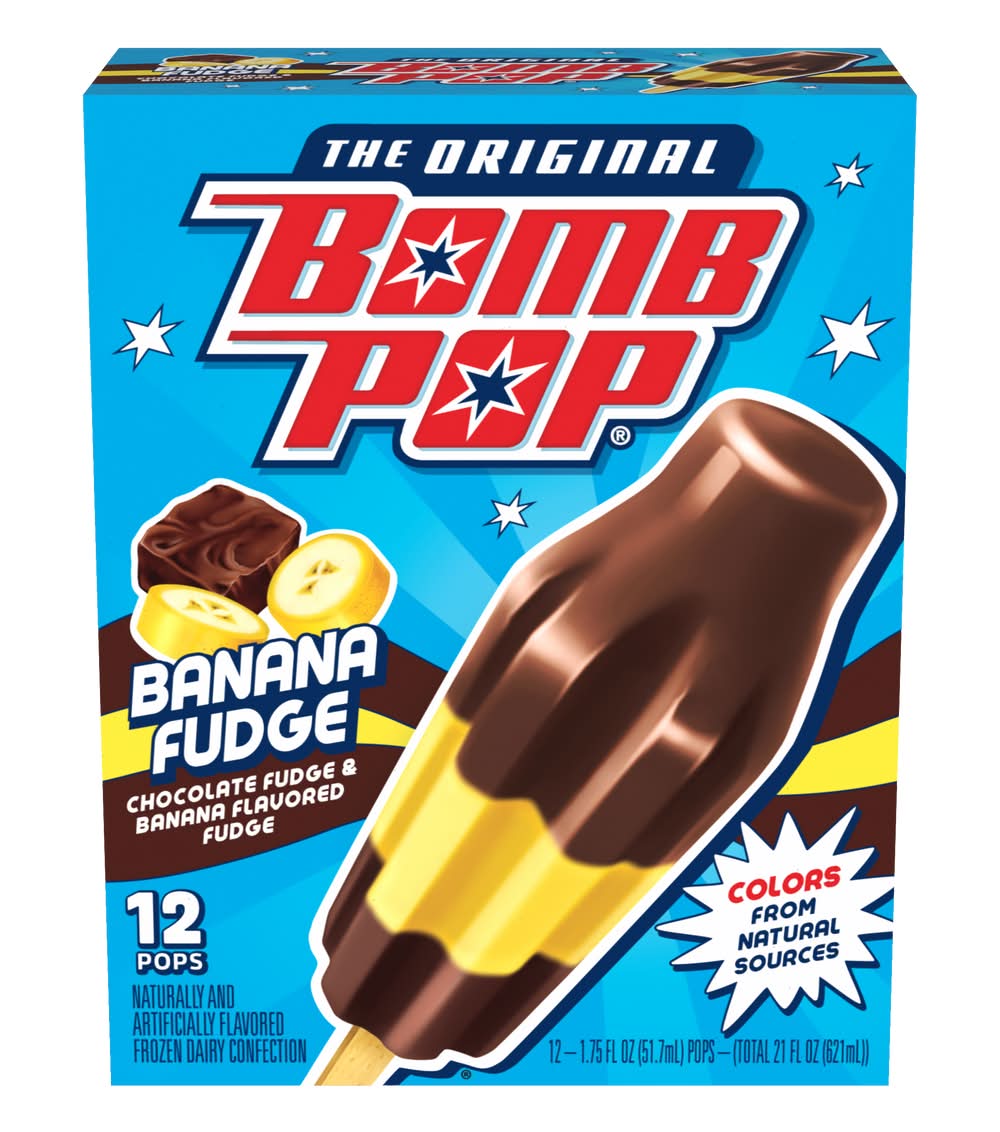 Bomb Pop Ice Pops, Chocolate & Banana Fudge (21 fl oz, 12 ct)