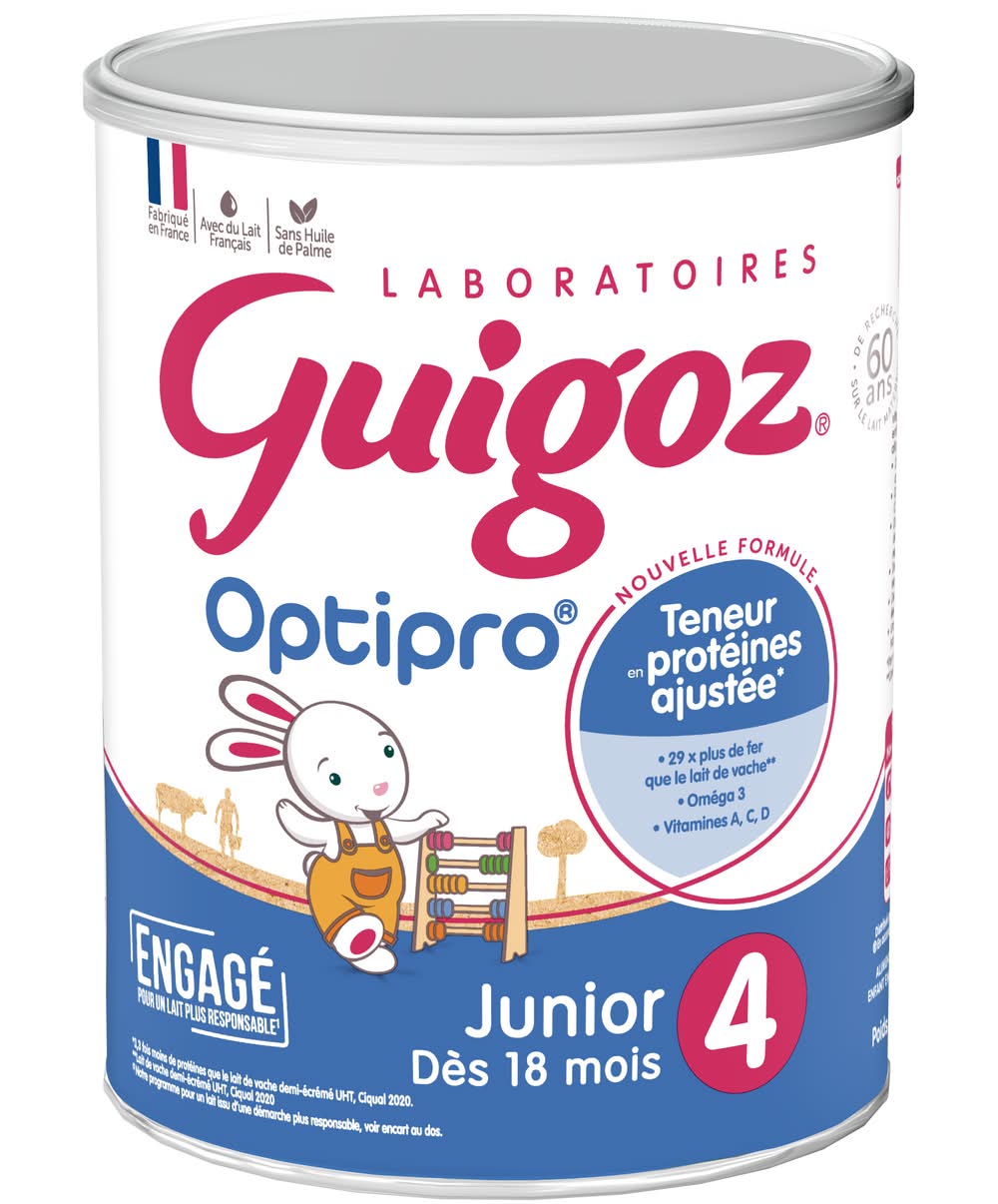 Guigoz - Optipro junior 4 aliment lacté en poudre pour enfant dès 18 mois, Étape 4 (900g)