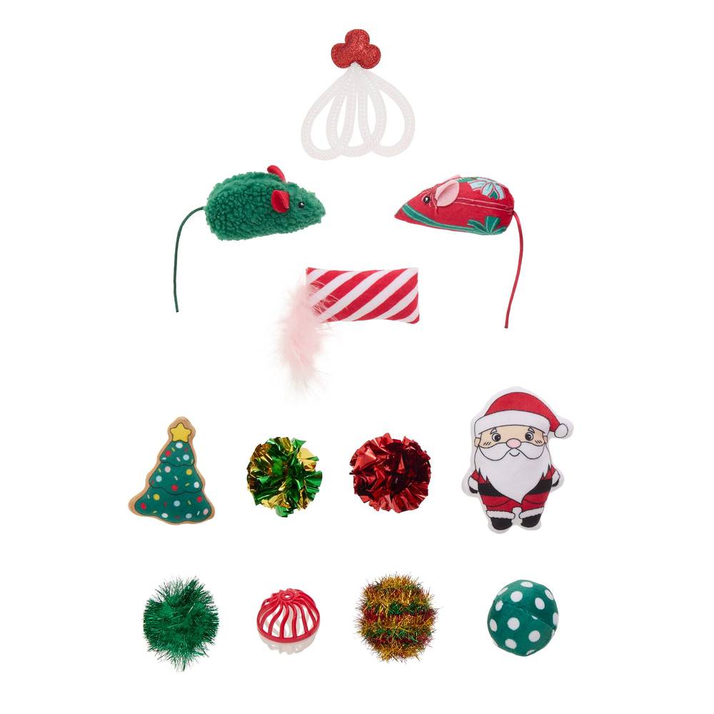 Merry & Bright Cat Toy Stocking Stuffers, Assorted (12 ct)